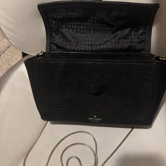 Kate Spade Riverside Street Emmie Crossbody - Black Lizard Embossed Leather - Picture 9 of 9